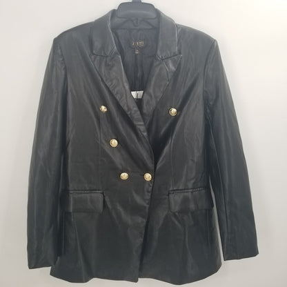 Truth by Republic Faux Black Leather Jacket Gold Buttons SOFT Coat SUPER SOFT