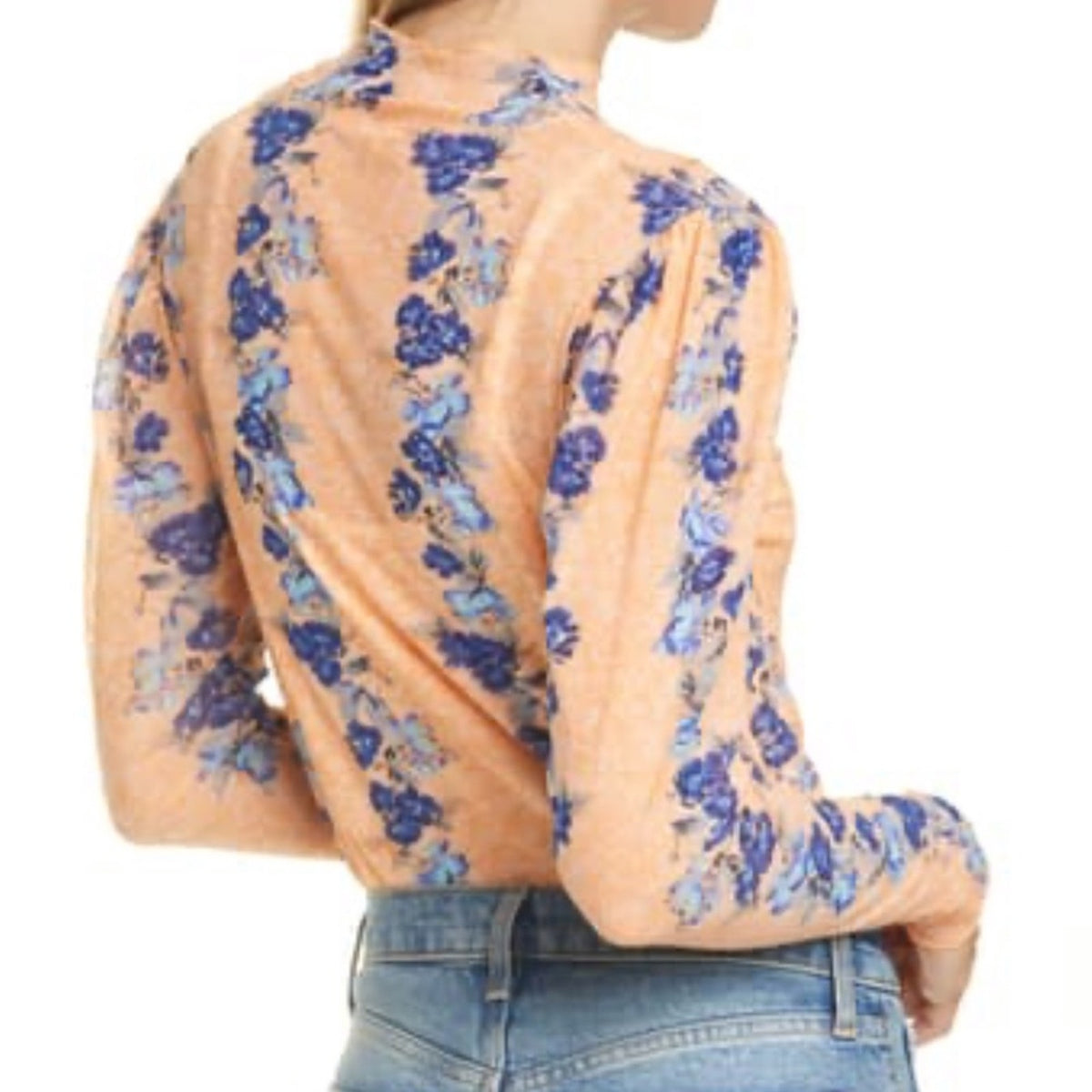 Free People NEW Light Combo Floral Sheer Top Small