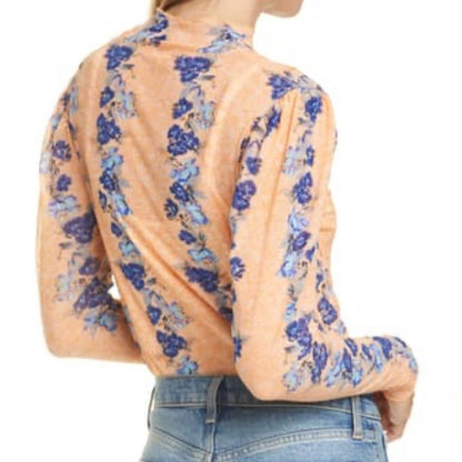Free People NEW Light Combo Floral Sheer Top Small