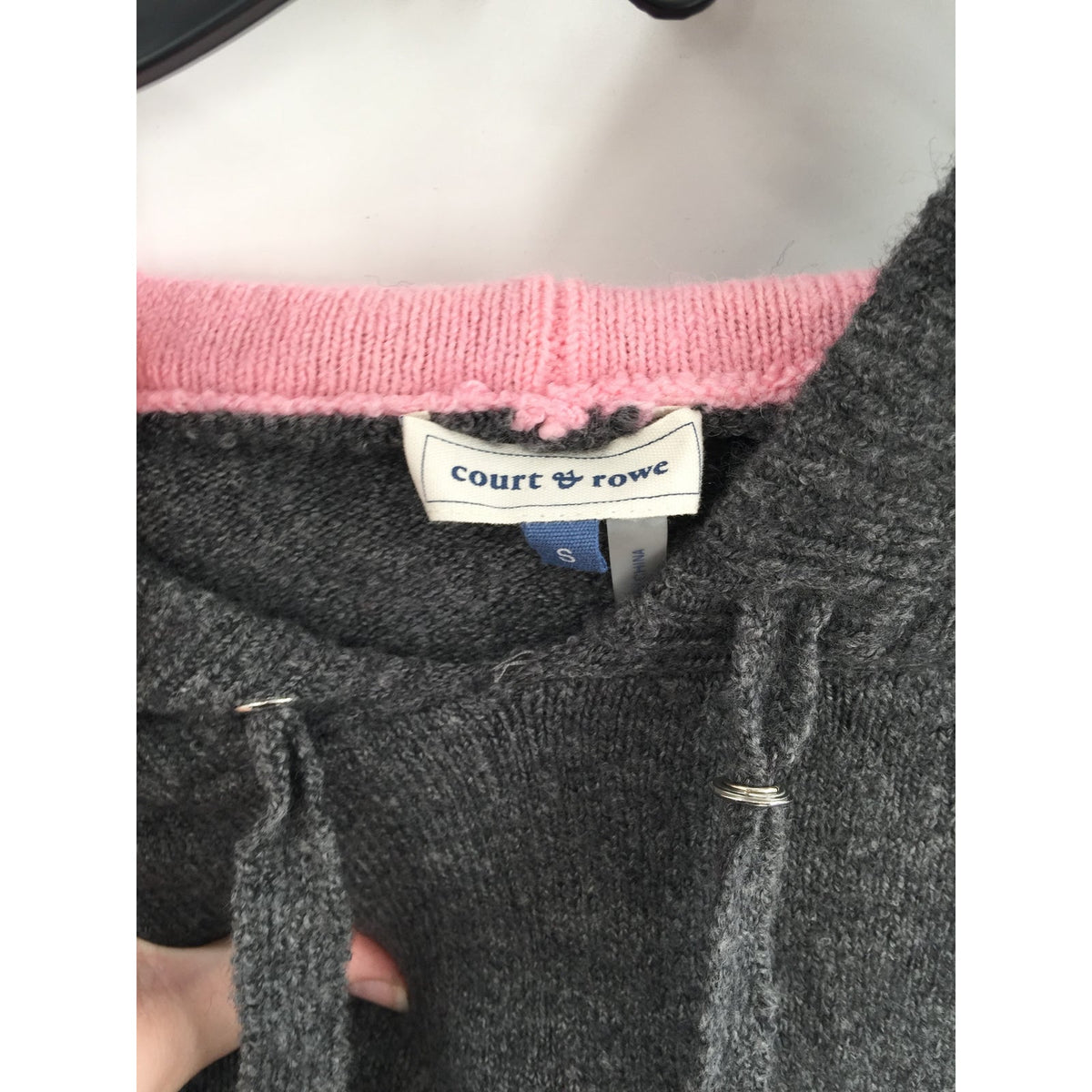 Court & Rowe Wool/Alpaca Pullover Hoodie Long Sleeve Stripe Gray Small NEW
