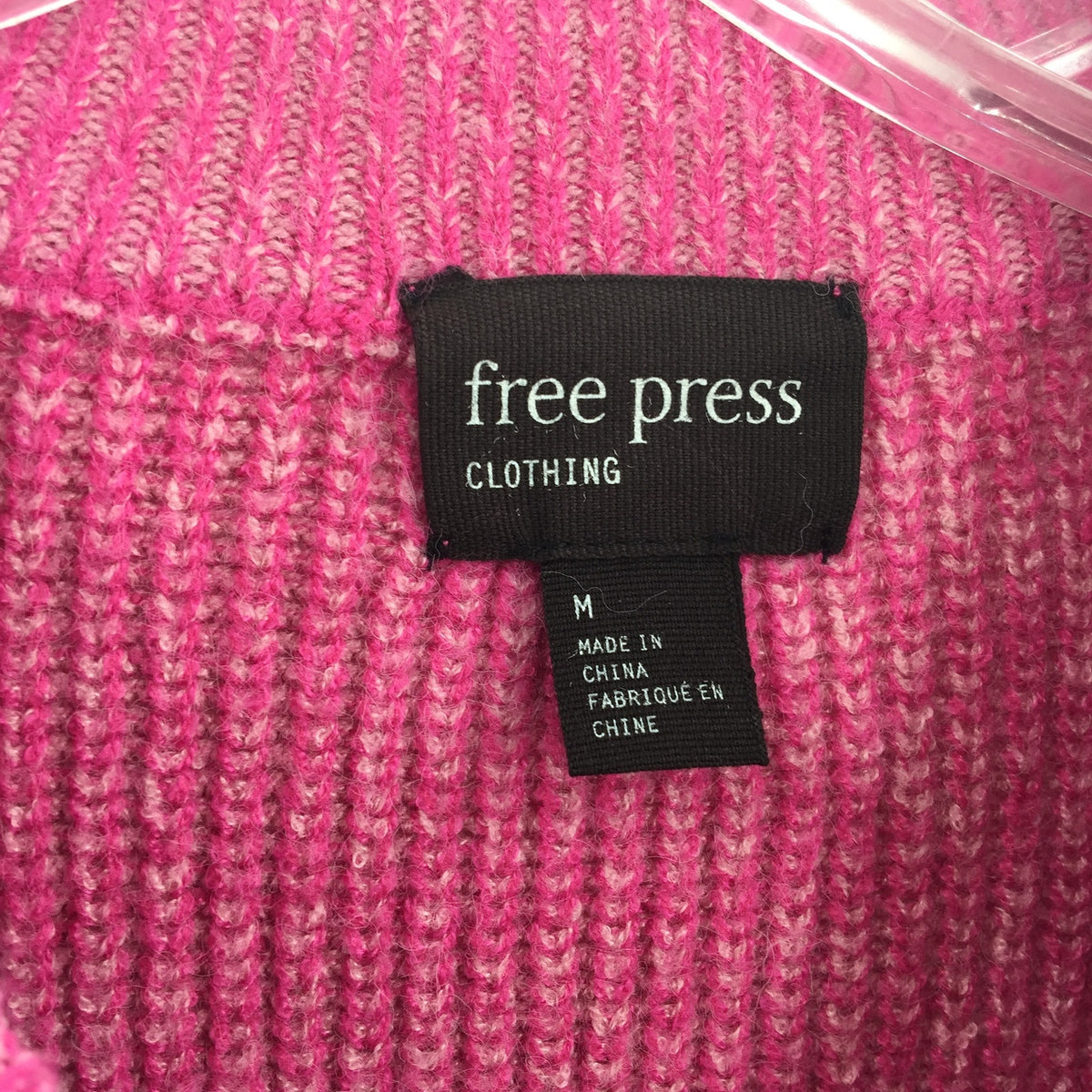 Free Press Womens Plaited Puff Sleeve Sweater Pink Cyclamen High Neck Medium NWT