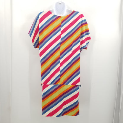 Vintage striped drop  waist y2K Dress Short Sleeves Boat Neck Medium / SMall