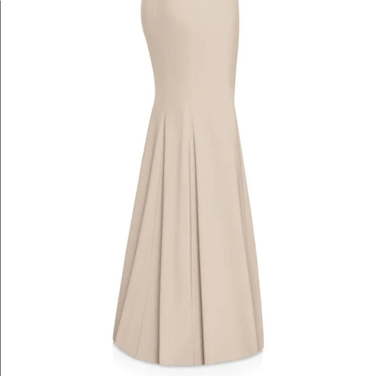 DESSY COLLECTION Size 8 Off-The-Shoulder Criss Cross Back Trumpet Gown In Cameo