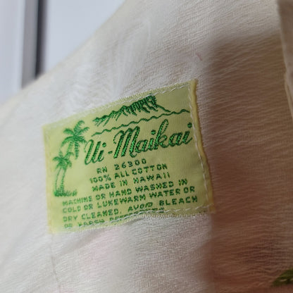 Ui Maikai Hawaiian Dress Maxi Cotton Vintage 1960's Orange Floral Wedding Medium