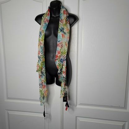 International Concepts Floral Rainforest Tasseled Botanical Crescent Scarf NWT