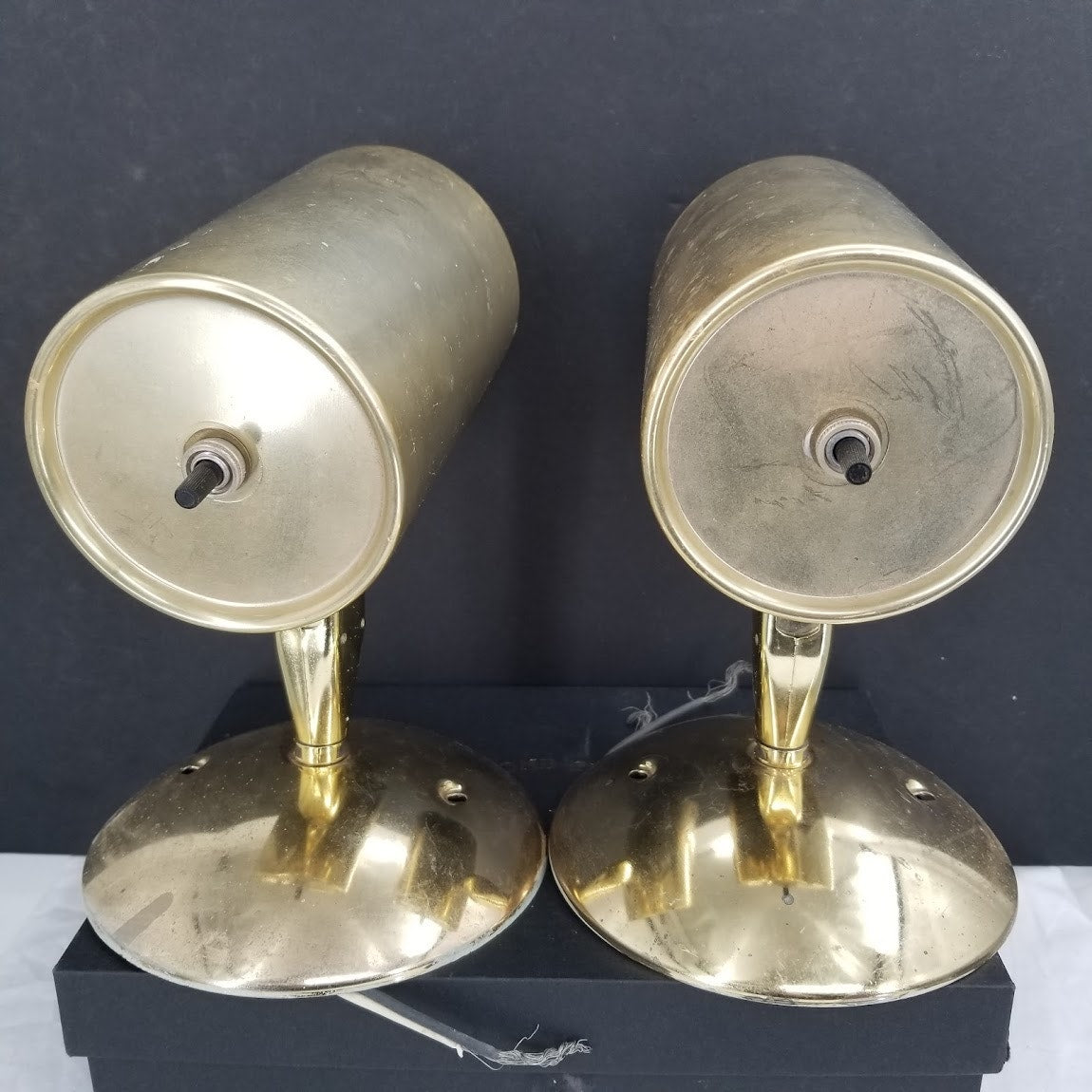 Pair Brass-tone golden Wall mount MCM down lights Mid Century Lamps set of 2