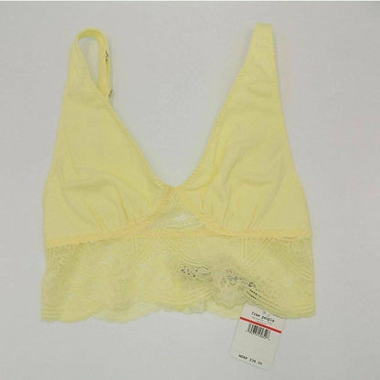 Free People Lace Teegan Bralette Daybreak Bra Small Yellow Cami Top Layering