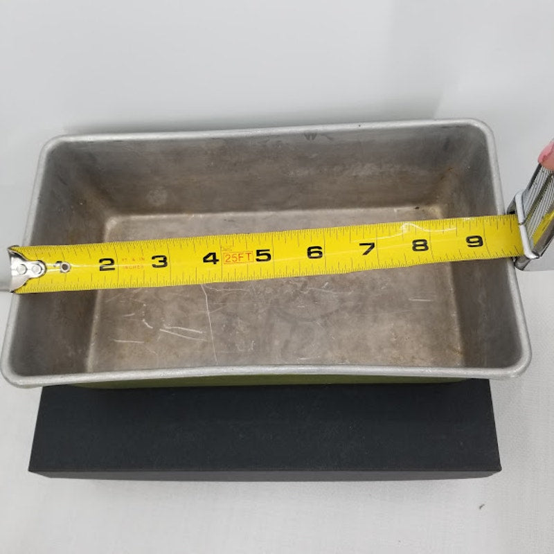 Vintage Avocado Green Aluminum Metal Baking Pan Bread Loaf 1970s Mod