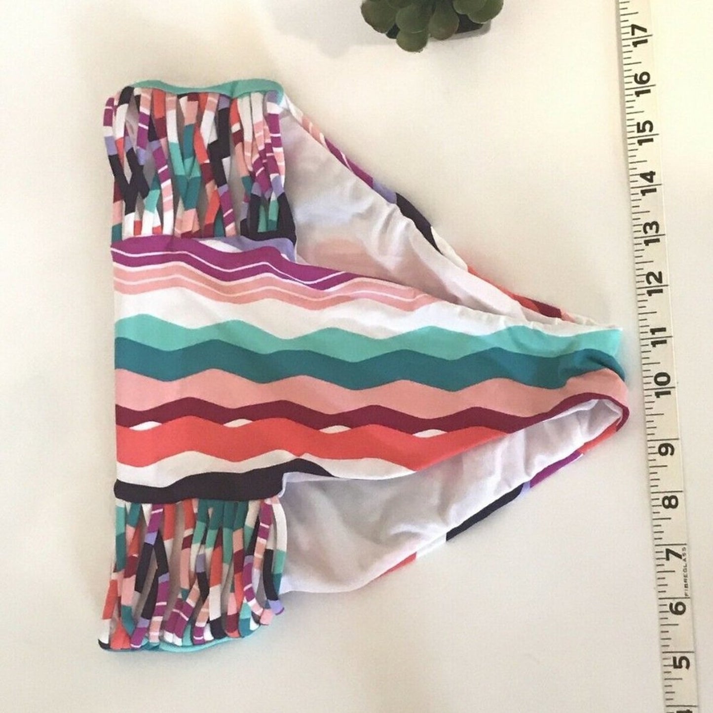 Bar III Waves Printe Strappy High Waist Bikini XSmall XS Bathing swimsuit Bottom