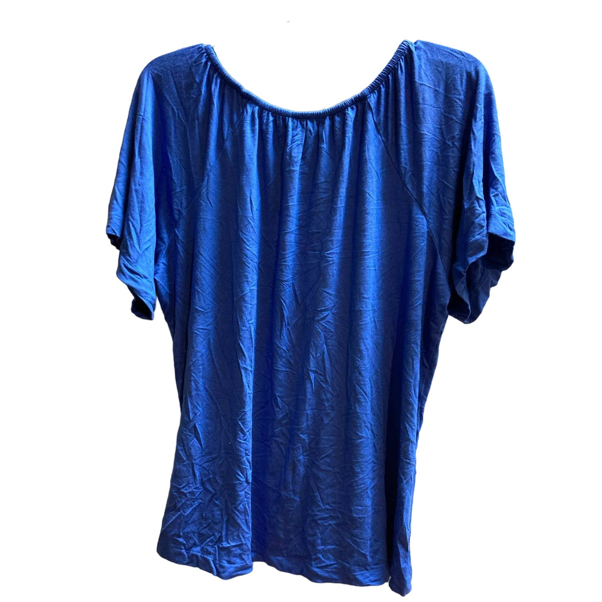 Chelsea & Theodore Top large Marine Blue NEW Peasant Boho Raglan Short Sleeve