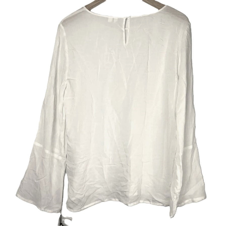 Treasure & Bond Soft Voile Round Neck Curve Hem Blouse Top Sz Small in Ivory NWT