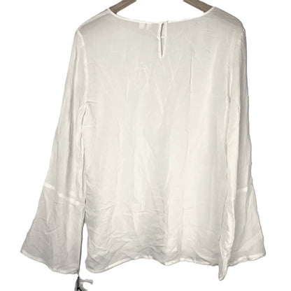 Treasure & Bond Soft Voile Round Neck Curve Hem Blouse Top Sz Small in Ivory NWT