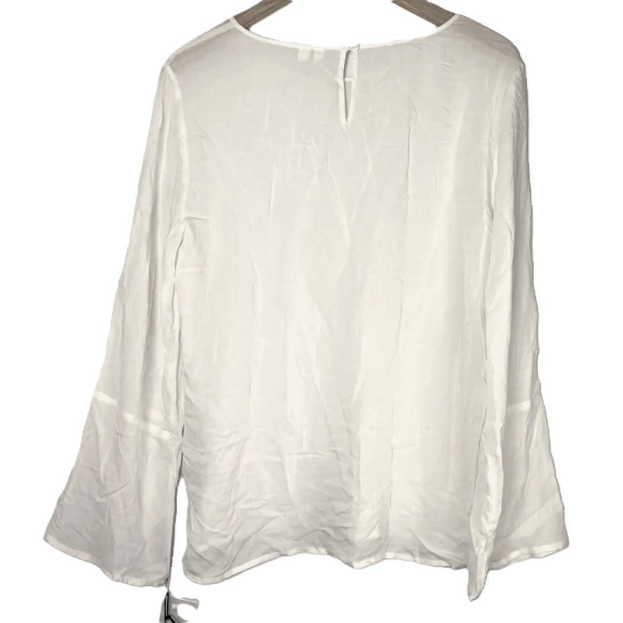 Treasure & Bond Soft Voile Round Neck Curve Hem Blouse Top Sz Small in Ivory NWT