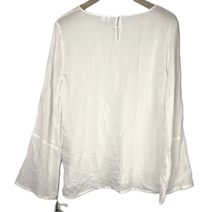 Treasure & Bond Soft Voile Round Neck Curve Hem Blouse Top Sz Small in Ivory NWT