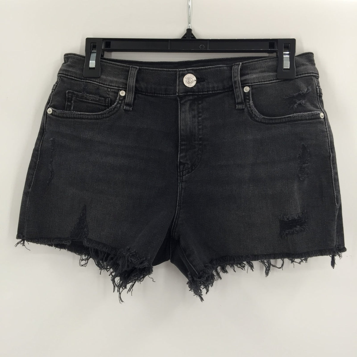 Hudson Denim Gemma Frayed Denim Cutoff Shorts Lady Luck Black Size 25 orig. $115