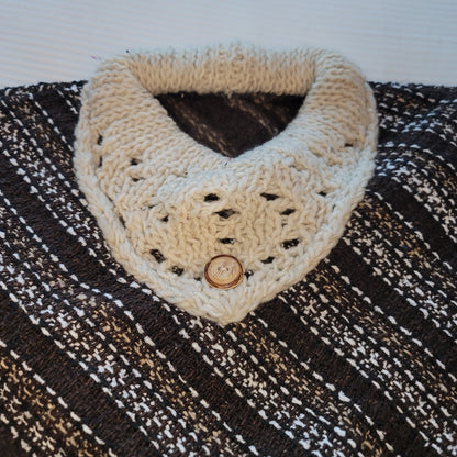 Handmade heavy poncho fringe wood button Winter One Size Multicolor Wool Cotton