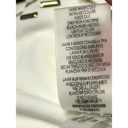 Calvin Klein NWT Gold Embellished-Neck Blouse Top Cream Size Small
