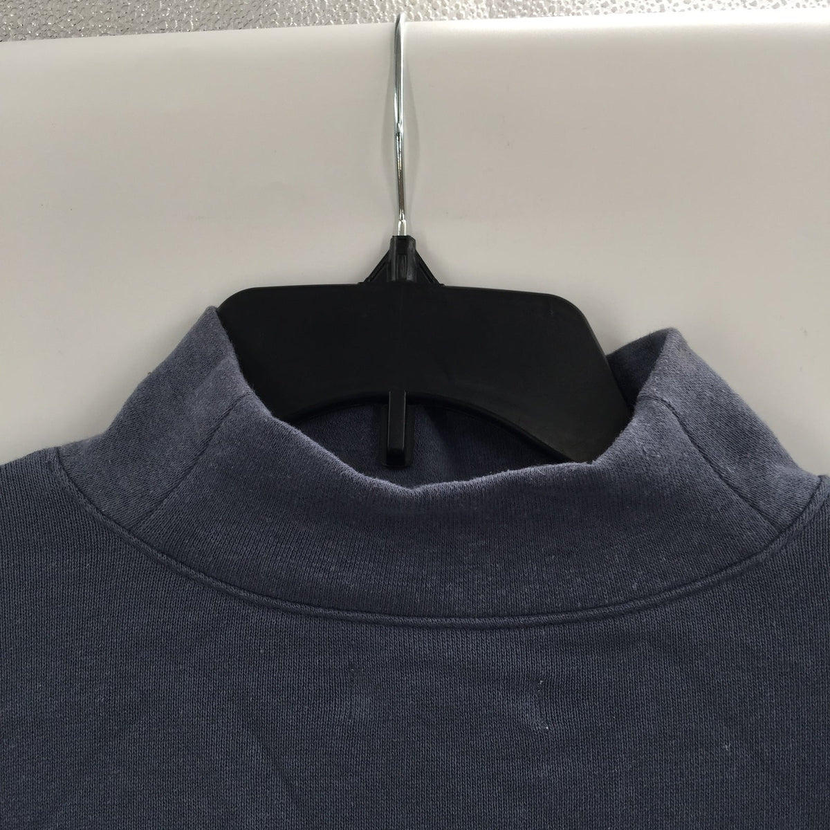 Madewell Slate Blue Raw Edge hem Sz Small Long Sleeve Low Turtle Neck Sweatshirt