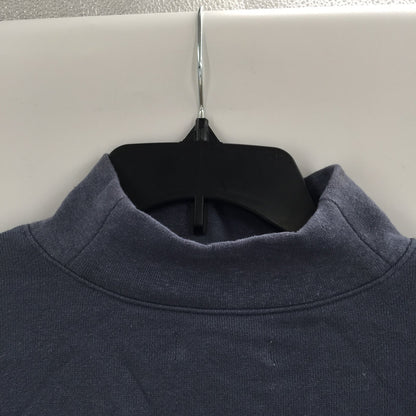Madewell Slate Blue Raw Edge hem Sz Small Long Sleeve Low Turtle Neck Sweatshirt
