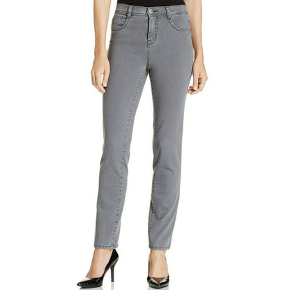Style & Co Slim-Leg Jeans High Rise Tummy-Control Panel Pockets Gray Size 24W