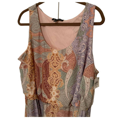 I.N.C. Sleeveless Asymmetrical Hem Blouson Dress Size 1X Paisley Labyrinth NWT