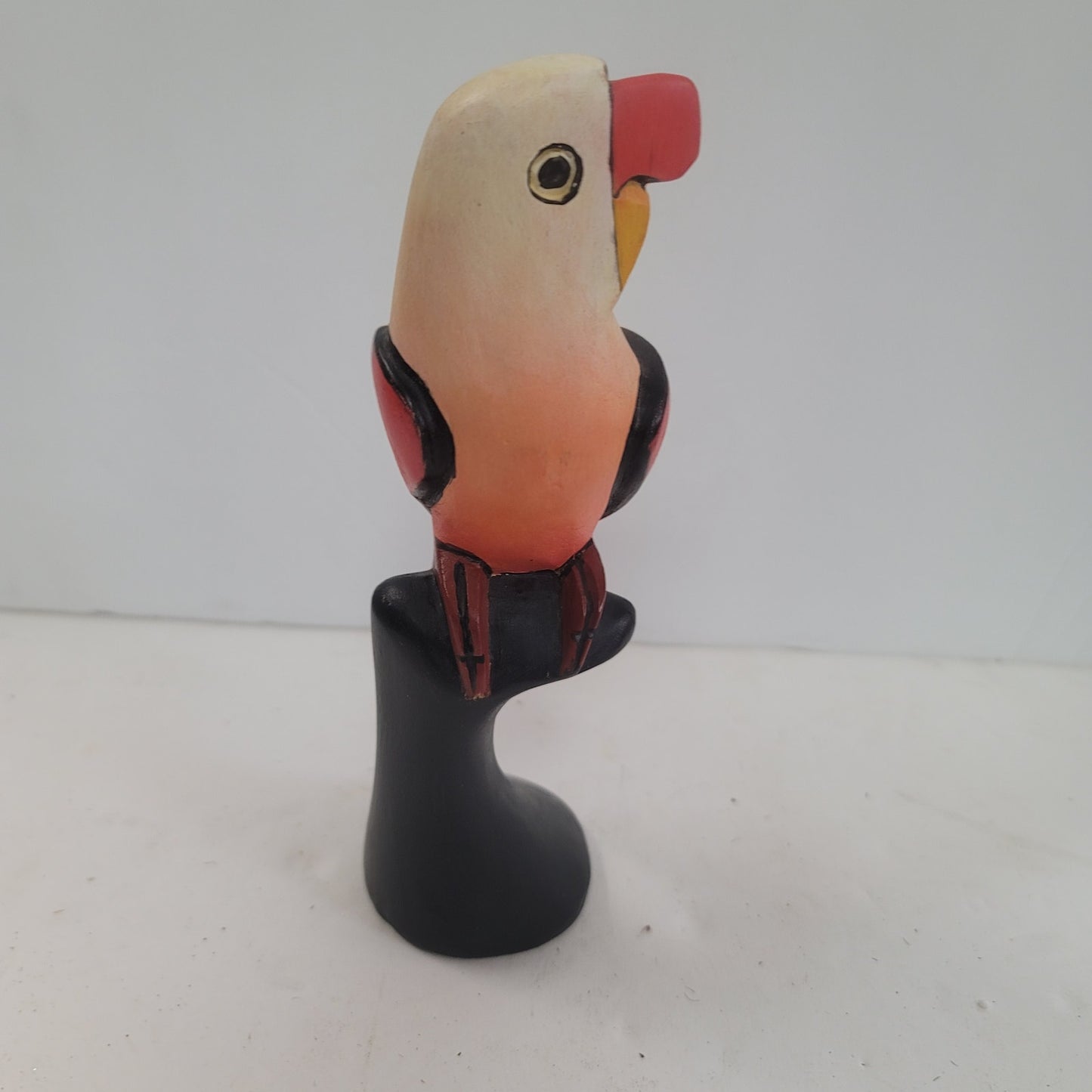 Handmade bird Mexico wood signed Gabriel 1993 vintage 8"