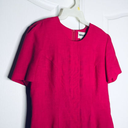 Studio I Vintage 1980s High Low Tunic Dress Short Sleeve Scoop Neck Back Zip 14