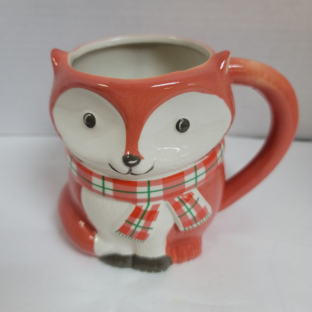 Cracker Barrel Fox mug Winter Scarf Cup Brown White Pencil Holder