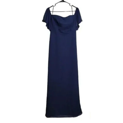 Levkoff Flutter Sleeve Full Length Dress NWT Lined Off the shoulder Size 10