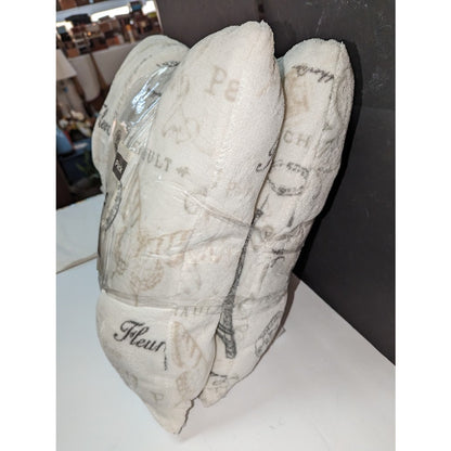 BIRCH TRAIL Bedding Paris Amour Plush Pillows 18" Decorative 2-Pack Taupe New