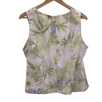 Dressbarn Lavender 2 Piece Set Button Down Shirt & Sleeveless Floral Tank Top 14