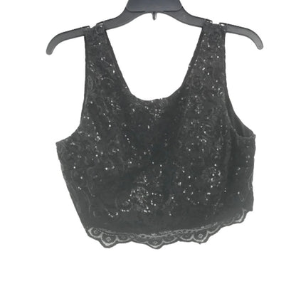 City Studio Sequined Lace Detail Crop Top Blouse Sleeveless Black 13