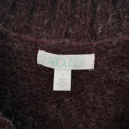 Abound Long Sleeve Pullover V-Neck Sweater Size Large in Solid Burgundy Stem NWT