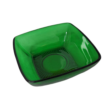Anchor Hocking Charm Forest green Square dessert bowl Fireking Cereal Fruit