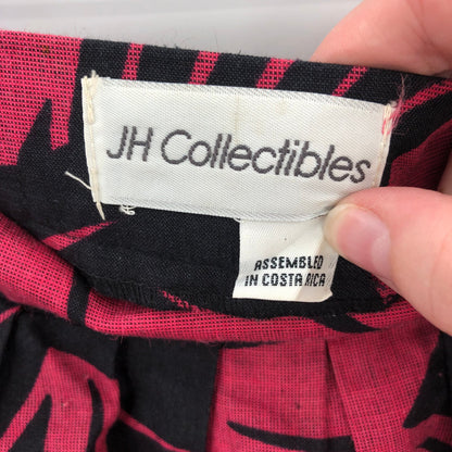 JH Collection Women's High Waist Pleated Floral Midi Skirt Red/Black 32"