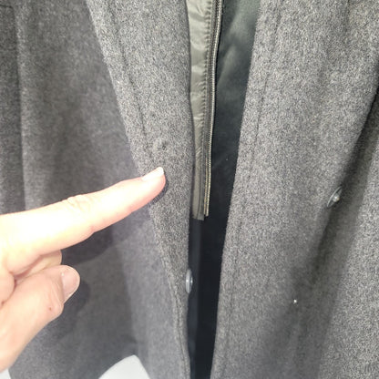 G Gallery Gray Melange Wool Coat Jacket Hooded Size Medium Lined NEW DAMAGED