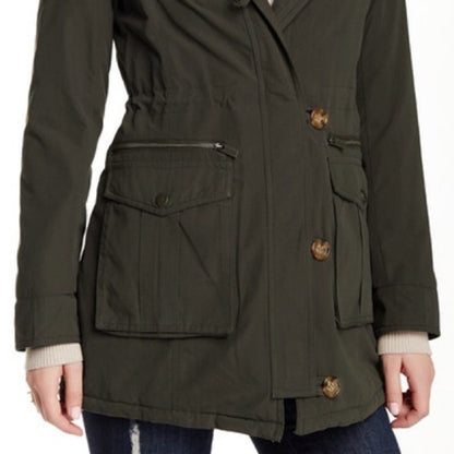 Rachel Roy NWT Loden Army Green Hooded Parka Coat Medium