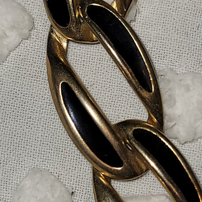 vintage SET Napier Necklace &  bracelet Goldtone Black Chainlink 1980s Fashion