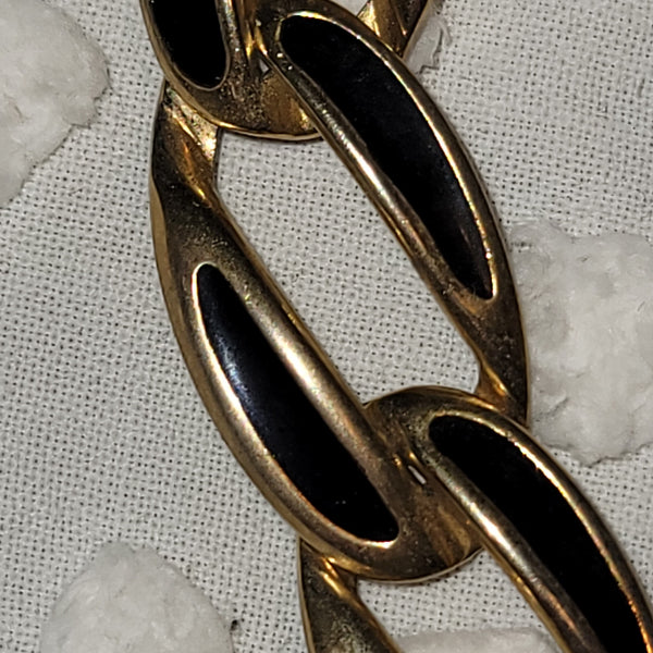 vintage SET Napier Necklace &  bracelet Goldtone Black Chainlink 1980s Fashion