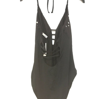 Bar III Nailhead Embellished Plunging Strappy Swim Size Large