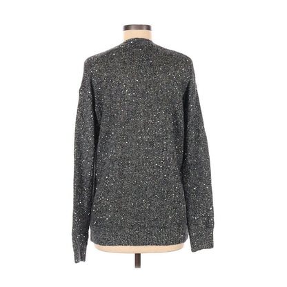 ATM NWT Charcoal Gray Sequin Button Cardigan Sweater Long Sleeve V-Neck Size XS