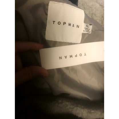 TOPMAN NWT Borg Shetland Faux Fur Coach Jacket In Grey XL Extra Large
