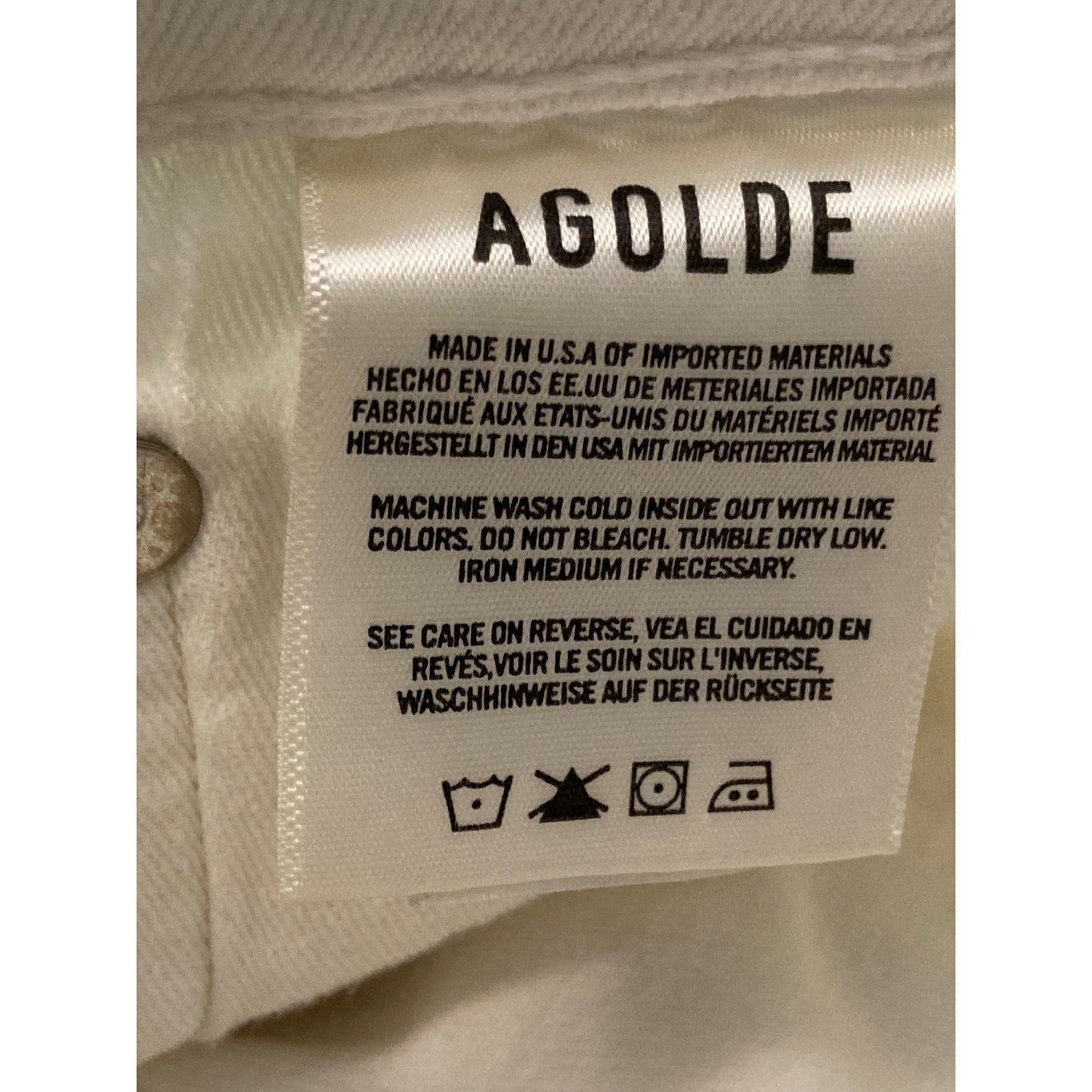 Agolde Toni Mid Rise Chewed Hem Straight Soft Denim Jeans Size 25 in Glowed NWT