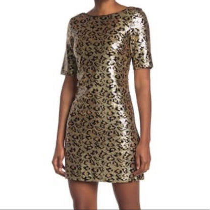 Betsy Johnson NEW Leopard Sequin Mini Dress Size 0
