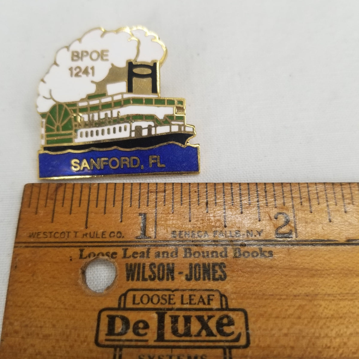 Sanders Vintage Enamel BPOE Metal Pin Sanford Florida Steam Boat Lapel Pin