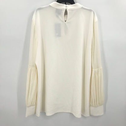 JM Collection Cream Blouse Top Keyhole Neck Long Sleeve XL CAREER BLOUSE SHIRT