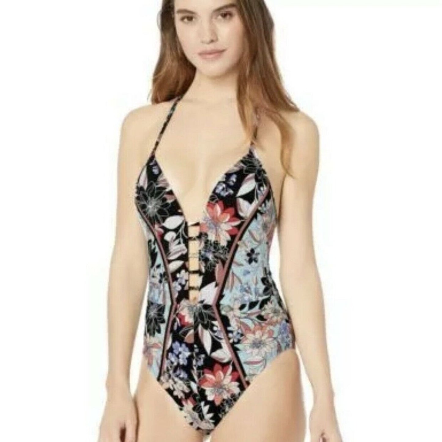 Kenneth Cole New York V-Neck Latter Front Swimwear Size Small