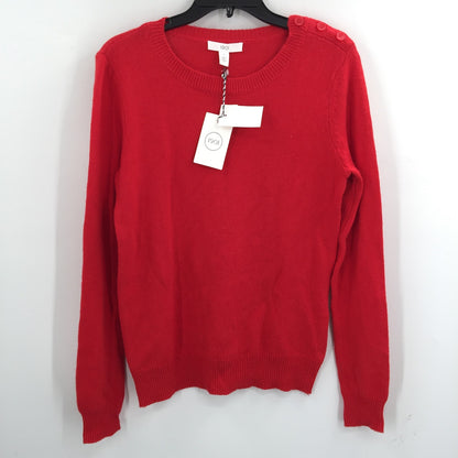 NWT 1901 Pullover Sweater Shoulder Button Crewneck Long Sleeve Red Size Small