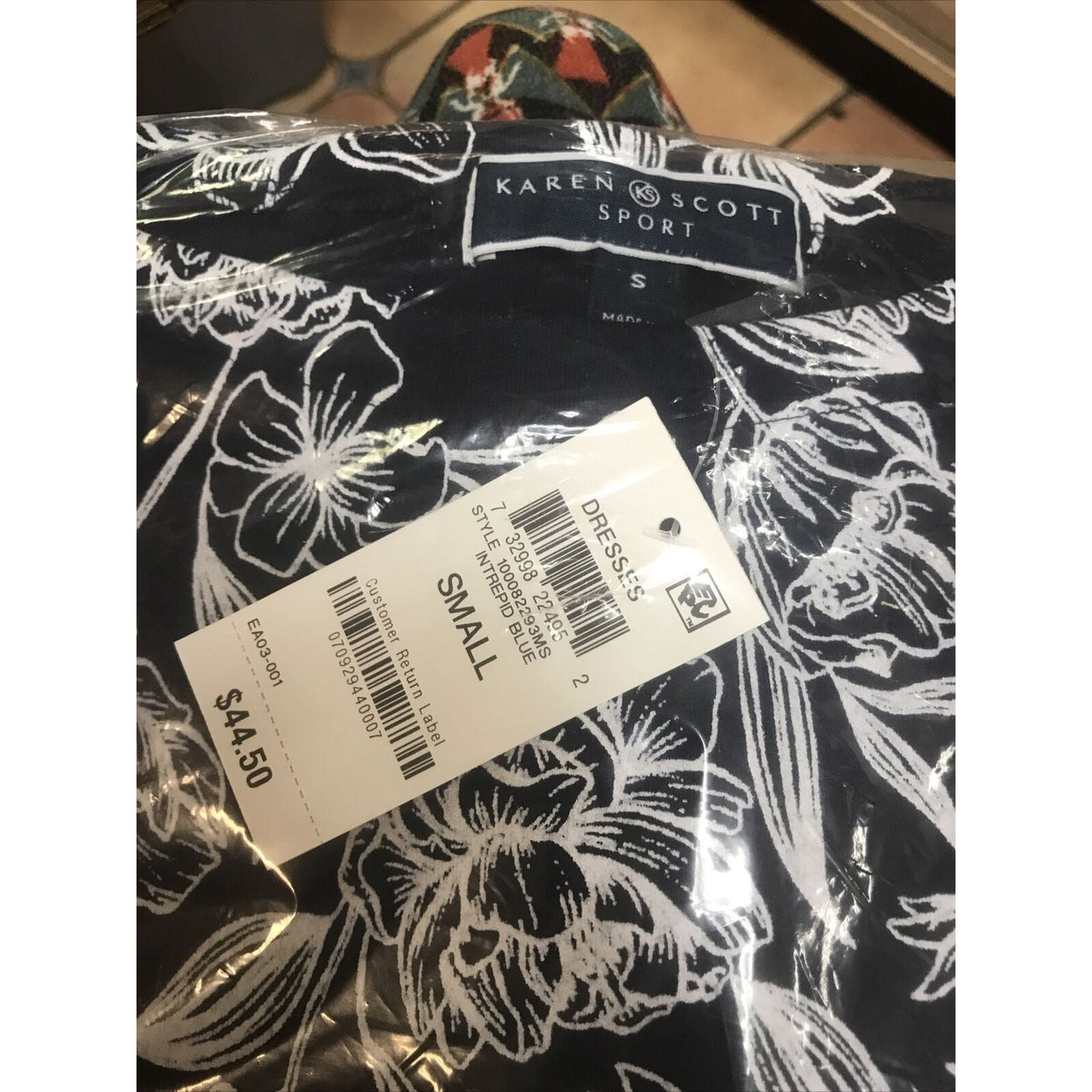 Karen Scott Summer Floral Boat-Neck Mini Dress Half Sleeve Blue Small NEW casual