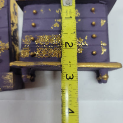 Handpainted Doll Furniture chest of drawers dresser purple gold BOHO Punk funky